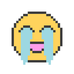 A pixel art sobbing emoji